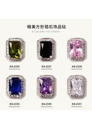 3pcs nail art net red square zircon light luxury big diamond color flat diamond silver exquisite nail decoration flash diamond