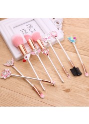 Anime Cosplay Brush Cosmetic Makeup Brushes Tool Set 8pcs Kit Eye Liner Shader Foundation Powder Natural Synthetic Hair Pink