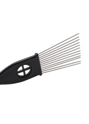 Professional Salon Use Black African Metal Pick Comb Insert Hair Pick Comb Wide Tooth Hair Fork Curly Brush Comb