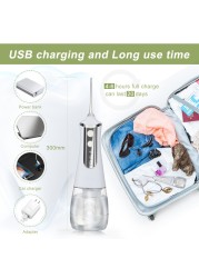 3 Modes Oral Irrigator USB Rechargeable Water Flossing Portable Dental Water Aerator Jet 350ml Dental Irrigator Dental Hygiene + 5 Jet