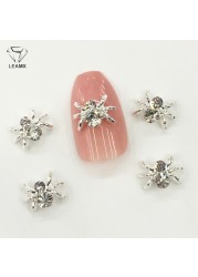 LEAMX 10pcs Alloy Spider Nail Art Decorations 3D AB/White Rhinestone Decorations Spider Nail Jewelry Sparkle Nail Supplies L459