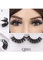 New 1Pairs DD Curl 3D Faux Mink Eye Handmade Reusable Fluffy Super Curl Russia Volume False Eyelashes Makeup Eyelashes