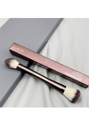 Hourglass Veil Ocean Double-end Makeup Brushes Soft Powder Highlighter Sculpting Blush Bronze Metal Handle Cosmetic Tools