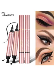 2 in 1 Cat Eye Seal Eyeliner Set Double-headed Triangle Seal Eyeliner Pen Enlarge Eyes Waterproof Quick Dry Long Lasting Makeup