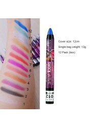 12 Colors Highlighter Eyeshadow Pencil Waterproof Glitter Matte Eye Shadow Makeup Pigment Cosmetic White Eyeliner Pen