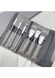 Sephora 6Pcs Set Makeup Brushes With Bag, Charcoal Infused Concealer Loose Powder Precision Sweep Foundation Eyeliner Brush Kit