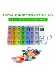 28 Grids Weekly Pill Storage Pill Dispenser Alarm Clock Luminous Alarm Clock Timer Reminder Pill Dispenser