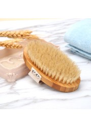 Hot Body Brush Dry Skin Soft Natural Bristle Shower Brushes Bath Wooden Bristle Brush Spa Body Brushes Without Handle