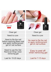 Mshare Easy UV Peel Off Base Coat Gel Long Wear Manicure Nail Polish Nail Art No Wipe Top Coat Lacquer Enamel Semi Permanent