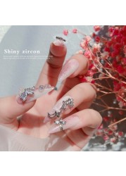 3pcs Nail Art Silver Zircon Star Moon Love Pearl Rabbit Butterfly Chain Nail Decoration