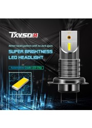 TXVSO8 H7 Led Lights For Small Car 6000K Headlight 55W/Bulb Universal Super Bright COB Bulbs For Cars Luces Led Para Auto