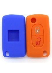 2 Buttons Silicone Car Key Case Flip Remote Cover Car Key Holder Shell Fob for Citroen C2 C3 C4 C8 Peugeot 308 207 307 3008 5008