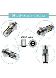 2pcs H6M P15D-25-1 PX15D T19 Led Headlight Bulb Double Beam Motorcycle Headlamp Scooter Speed ​​Bike 6V 12V 1000Lm 6000K