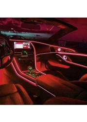 Auto Atmosphere Lamp Car Interior LED Strip Light Decoration Garland Wire Rope Tubular Line Flexible Neon Light USB Drive