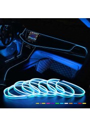 Car Interior EL Wire Ambient LED Flex RGB Strip Auto Flexible Atmosphere Nino Soft Tube USB Lamp Light Strip Rope Sticker Lamp