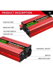 Auto inverter, 12V to 220V, 1500W/2000W/3000W/4000W, LED display, camping, emergency European standard conve inverter