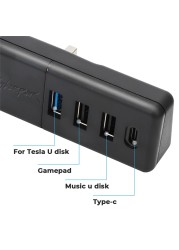 For Tesla Model 3 Y 2021 2022 Glovebox USB Expansion Hub Ports Splitter HUB Docking Station 4 In 1 Co-pilot USB Spiliter ModelY