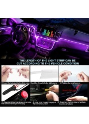 LED Car Interior Decoration Car Ambient Light Strip Light APP RGB Music Control Flexible EL Wire Rope Tubular Atmosphere Neon Strip