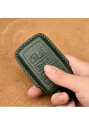 Luxury Genuine Leather Car Key Case For Jaguar Land Rover Evoque Sport Accessories Keychains Bag Holder Keyring Fob Shell