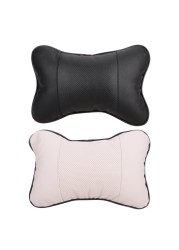 1pc Car Leather Headrest Neck Pillow Super Soft Memory Foam Seat Support Cover Head Neck Pillow Cushion Hole Drilled Car Headrest