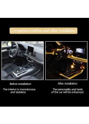 Auto Rear Car Neon Lamp Interior Ambient Lighting Lights RGB Atmosphere Lamp Fiber Optic for Automobile APP Control LED Strips