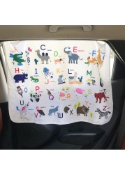 Cartoon Car Side Window Solarium Kids Early Learning Animal and Fruit Pattern Child Cognitive Windshield Sunshade Window Cover