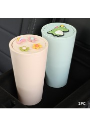 For Front Seat Washable Gift Desktop PVC Tidy Interior Accessories Car Waste Bin Cute Mini Decor With Cover Garbage Storage