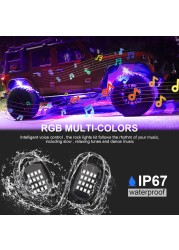 RGB LED روك أضواء بلوتوث متوافق APP التحكم الموسيقى مزامنة هيكل السيارة ضوء Undergolw مقاوم للماء ضوء النيون للسيارة