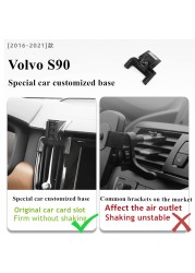 For Volvo S90 2016-2021 Car Phone Holder Air Vent Wireless Charger 360 Navigation Bracket Support GPS