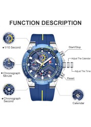 Cheetah New Watches Mens Luxury Brand Double Watch Big Men Waterproof Quartz Wristwatch Sport Chronograph Watch Relogio Masculino