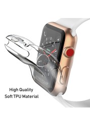 Protective Silicone Cover Case for iWatch Apple Watch Series 7 6 5 4 3 2 SE 38 40 42 44mm 40mm 42mm 38mm 44mm Screen Protector