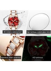 OLEVS Luxury Quartz Women's Watch Japan Elegant Movement Waterproof Women's Ceramic Watch Women's Wristwatch Gift for Female