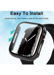 Case With Screen Protector For Apple Watch Series 7 45mm 41mm Case 2021 Hard PC Full Face Cove Absorbent Cover For iWatch 7 41mm