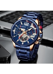 CURREN Casual Business Chronograph Waterproof Stainless Steel Men's Watch New Luxury Fashion Quartz Men's Watches