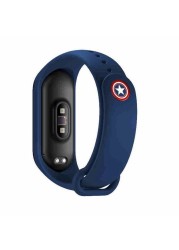 Suitable for Mi Band 3 4 Strap Marvel Spiderman Captain Dollar Iron Man Replacement Silicone Bracelet Mi Band 3 4 Wristband