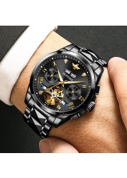 Original OUPINKE luxury automatic men's watch mechanical sapphire crystal waterproof fashion top brand hollow wristwatches