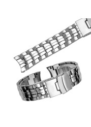 PEIYI 22mm stainless steel watch strap silver strap deployment buckle replacement metal strap for EF-550 series men's watch