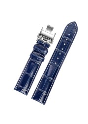 It is suitable for Longines belt, leather craftsman, moon blue crocodile pattern, exquisite Comcas male belt 19 20 21mm