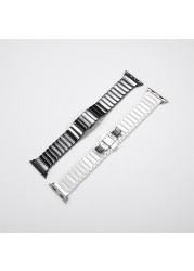 Square+Ceramic Strap for Apple Watch Band 44mm 40mm 42/38mm Butterfly Buckle Watchband Link Bracelet iwatch serie 5 4 3 Se 6 7 45mm
