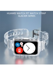 For Huawei Watch Fit Strap Glacier Transparent All in One Sport Wristband Replacement Strap High Quality TPU Soft Shell Band