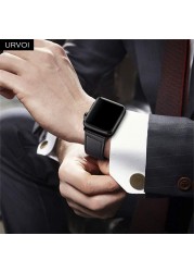 URVOI Band for Apple Watch Series 7 6 5 4 3 SE Sport Band Genuine Swift Leather Strap for iWatch Wrist Pin and Tuck Closure Handmade