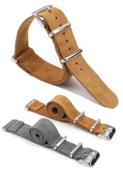 18mm 20mm 22mm 24mm Soft Suede Leather Watchband NATO Genuine Leather Strap Watch Strap Wrist Band Watch Accessoeies