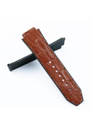 Watch Accessories Men 19mm x 25mm Leather Strap For Hublot Fashion Business Series 22mm Buckle Ladies Rubber Sport Strap