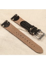 Horween US Chromexcel Black Leather Watch Strap Soft Wrap Handmade Leather Straps 18mm 20mm 22mm