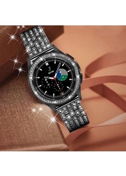 Bling Bracelet for Galaxy Watch 4 Classic 42mm 46mm 40mm 44mm Stainless Steel Strap + Bling Bezel for Galaxy Watch 3 45mm 41mm