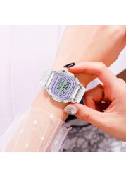 Transparent Digital Watch Square Women Electronic Sports Watches Wristwatch Clock Reloj Mujer Watches Dropshipping