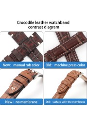 Genuine Leather Watchband 18mm 20mm 22mm 24mm Vintage Personality Crocodile Texture Watch Strap Bracelet for Men Women