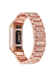 Bling Band For Fitbit Charge 3 SE, Stainless Steel Band with Rhinestones, for Fitbit Charge 4/3/3 SE