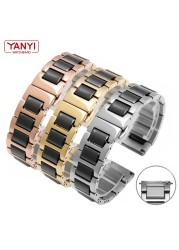 ceramic bracelet in stainless steel watchband 12 13 14 15 16 17 18 20 22mm watch strap women man fashion wrist band