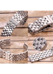 Stainless Steel Band Strap 12 14 16 18 24 22mm 20mm Solid Polished Metal Watch Link Watchband Men Women Bracelet Wrist Strap